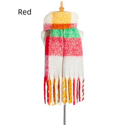Thickened Thick Fringed Plaid Scarf Shawl