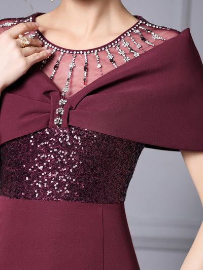 Gold Sequins Beading Crystal Mother Of The Bride Dress