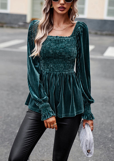 Velvet Long Sleeve Shirt Top