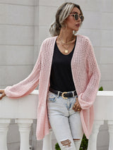 Solid Color Cardigan Flared Sleeve Sweater