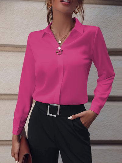 Ladies Solid Color Long Sleeve Shirt