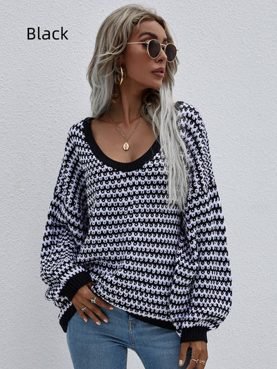 Pullover Striped V-neck Sweater