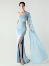 Mermaid One Shoulder Split Prom Dress