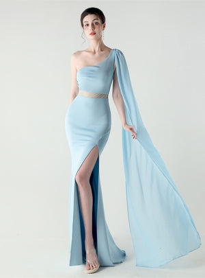 Mermaid One Shoulder Split Prom Dress