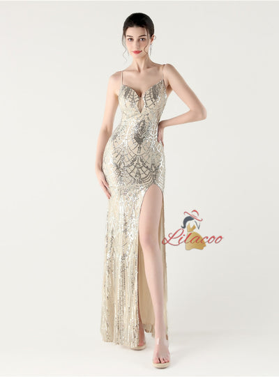 Mermaid Spaghetti Straps Split prom Dress