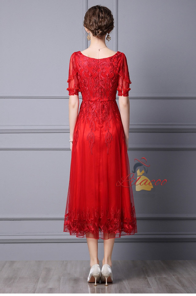 Green Tulle Appliques Beading Mother Of The Bride Dress