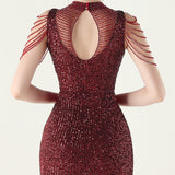 Mermaid Sequins Sleeveless Beading Prom Dress