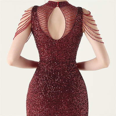 Mermaid Sequins Sleeveless Beading Prom Dress