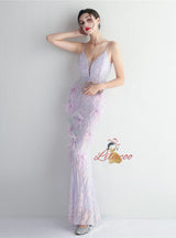 Mermaid Sequins Spaghetti Straps Prom Dress