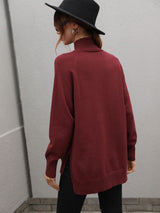Solid Color High Neck Sweater
