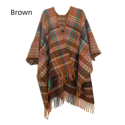 Tassel Ethnic Fringed Split Shawl