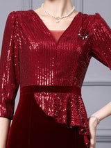 Pink Sequins Short Sleeve Mother Of The Bride Dress