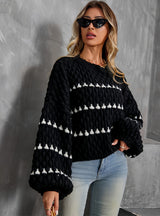 Striped Round Neck Long Sleeve Sweater