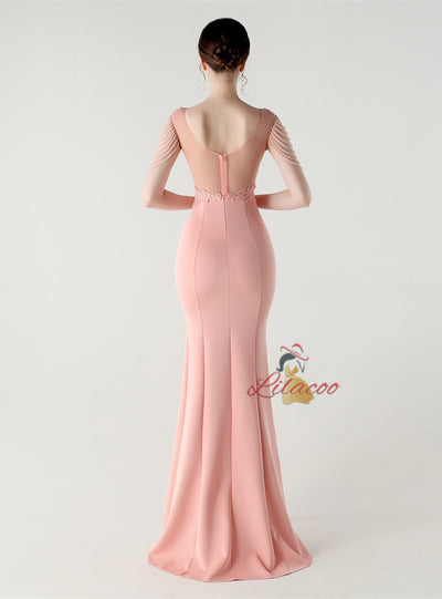 Mermaid V-neck Lace Beading Prom Dress