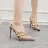 Thin Heel Shallow Mouth Riveted Shoes