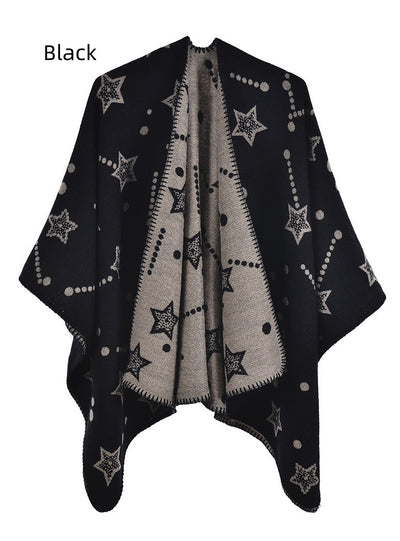 Ladies Jacquard Shawl Split Cloak