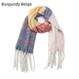 Coarse Fringed Plaid Scarf Shawl