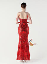 Mermaid Sequins Spaghetti Straps Beading Prom Dress