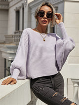 Loose Solid Color Bat Sleeve Sweater