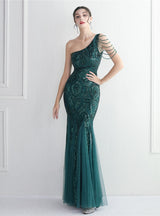 Sequins One Shoulder Beading Prom Dress