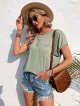 Casual Solid Color Pullover Loose Round Neck Top