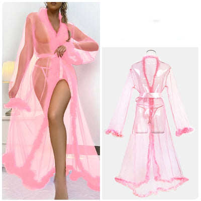 Gauze Long Robe Perspective Pajamas