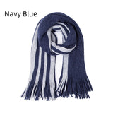 Striped Solid Color Long Tassel Scarf