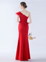 One Shoulder Split Prom Dress