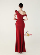 Mermaid One Shoulder Beading Split Prom Dress