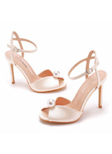 Satin Fishmouth High-heeled Sandals