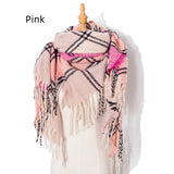 Plaid Thick Fringed Scarf Shawl