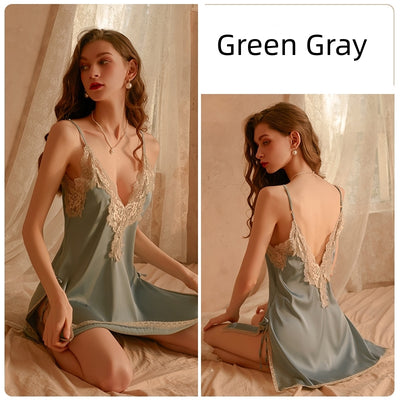 Sexy Satin Lace Pajamas Set