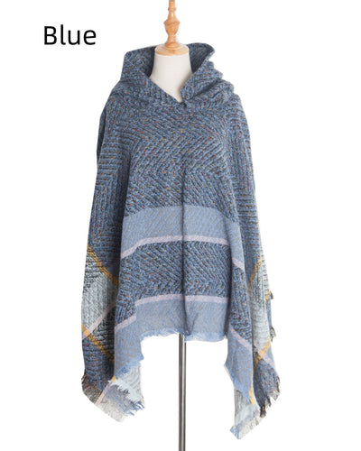Fishbone Shawl Hooded Cape Cloak
