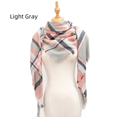 Wine Red Plaid Square Scarf