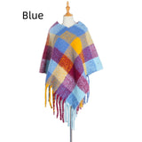 Fringed Pullover Cloak Thickened Color Plaid Shawl