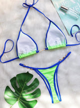 Sexy Patchwork Metal Accessories Pearl Swimsuit