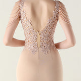 Mermaid V-neck Lace Beading Prom Dress