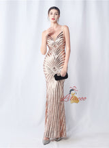 Spaghetti Straps Mermaid Sequins Prom Dress