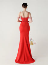 Mermaid Spaghetti Straps Beading Split Prom Dress