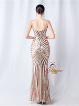 Spaghetti Straps Mermaid Sequins Prom Dress