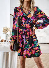 Printed Long-sleeved Shirt Dress