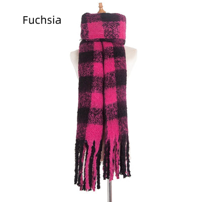 Fringed Green and Black Plaid Scarf