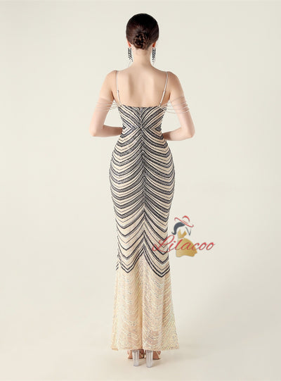 Mermaid Sequins Spaghetti Straps Prom Dress