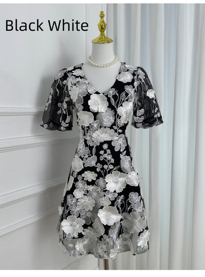 Heavy Three-dimensional Flower Slim Dress