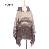 Polyester Gradient Hooded Cloak Shawl