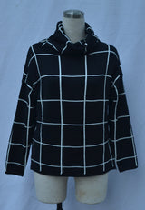 Checked Turtleneck Pullover Sweater