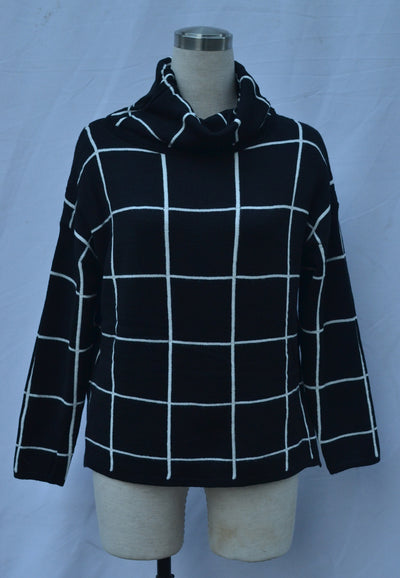 Checked Turtleneck Pullover Sweater