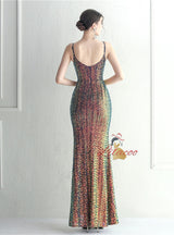 Sexy Straps Split Sequins Prom Dress
