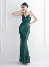 Mermaid Sequins Backless Beading Prom Dress