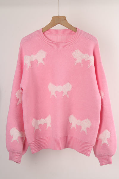 Round Neck Long Sleeve Bow Sweater